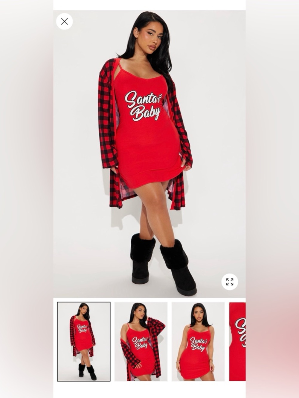 NWOT Red and Black Plaid Lightweight Robe